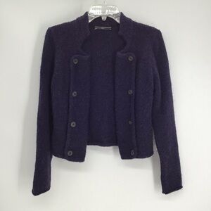 Peruvianan Connection Alpaca Wool Blend Open Cardigan Sweater Navy Size XS